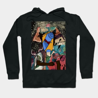 Dive into the Intriguing World of the MaleMask NFT - CrayonEye Color and Mystery Night Background Hoodie